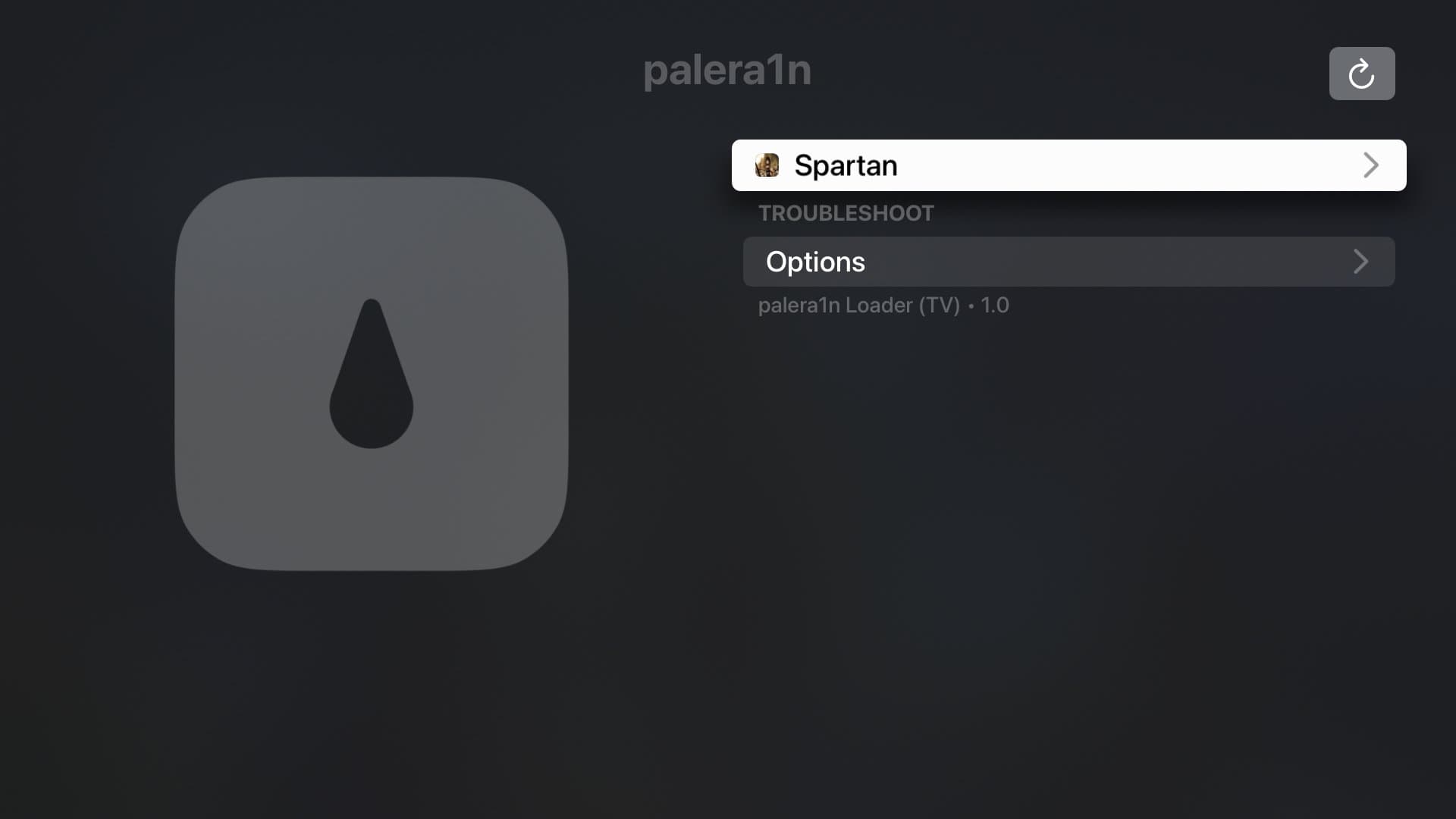 palera1n jailbreak app on Apple TV.