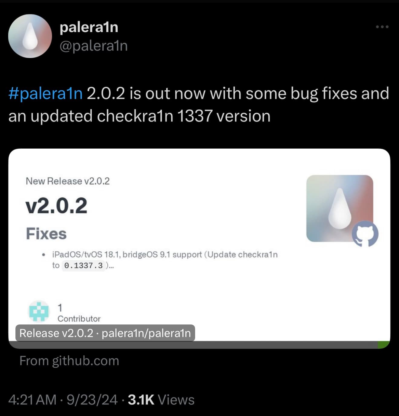 palera1n v2.0.2 released.
