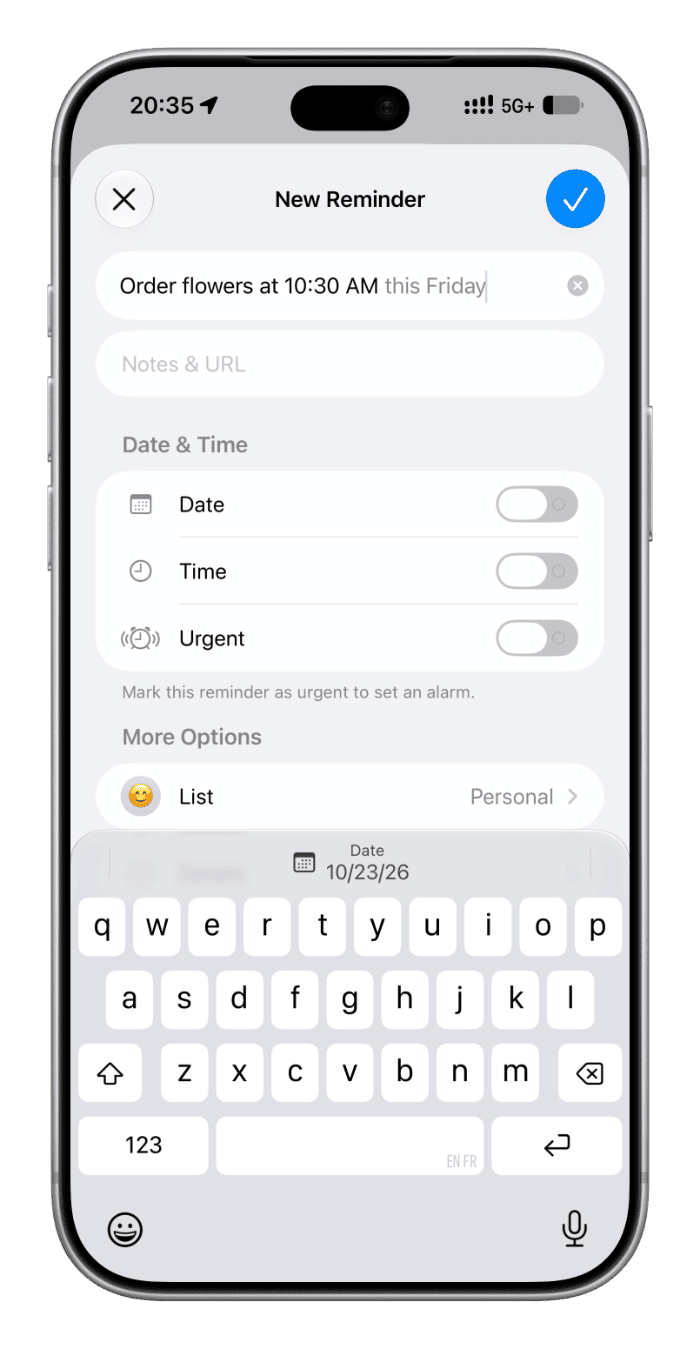Natural language reminder adding not working