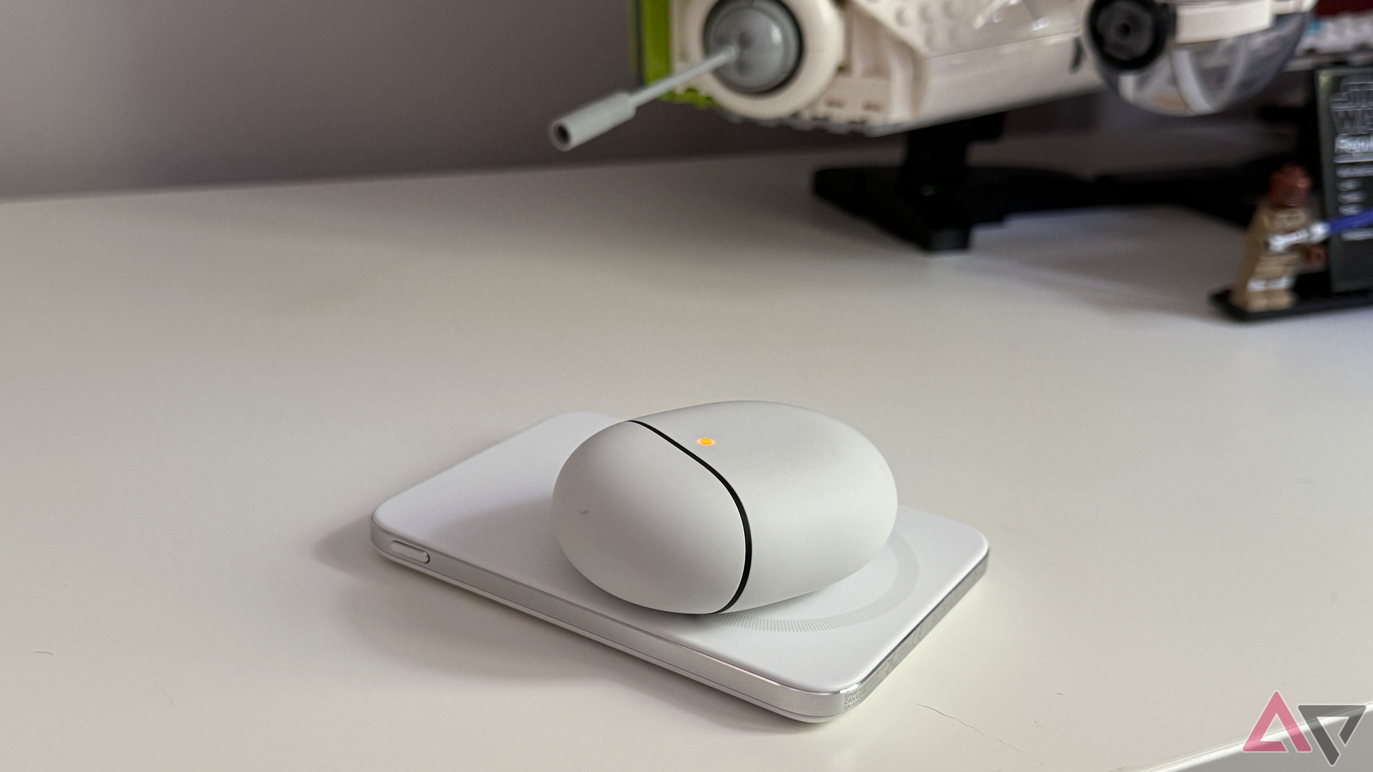 The Anker Nano Power Bank charging the Google Pixel Buds 2