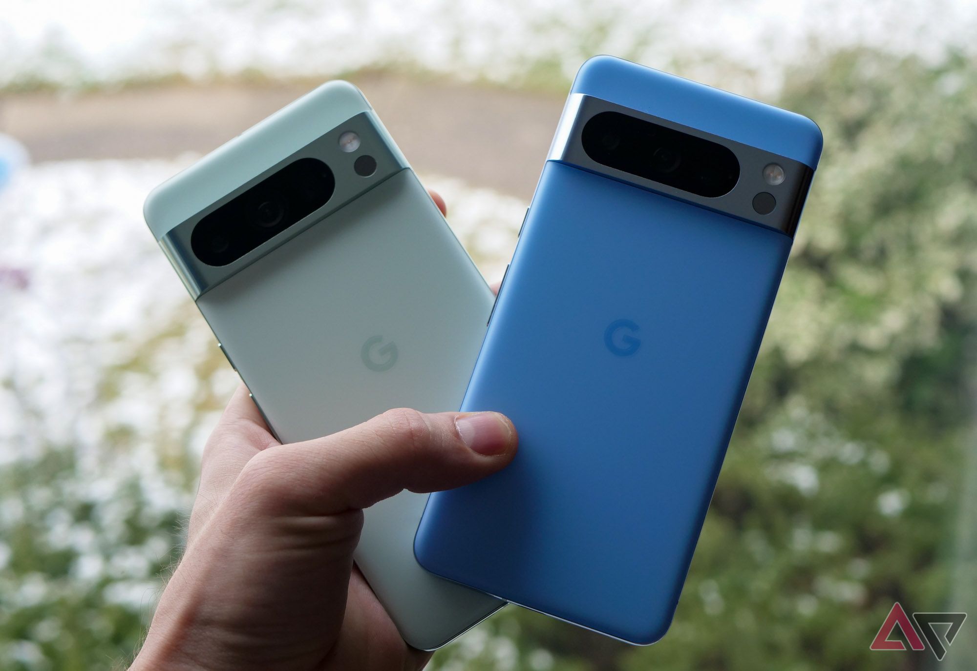 Angled Google Pixel Fold in a Porcelain colorway
