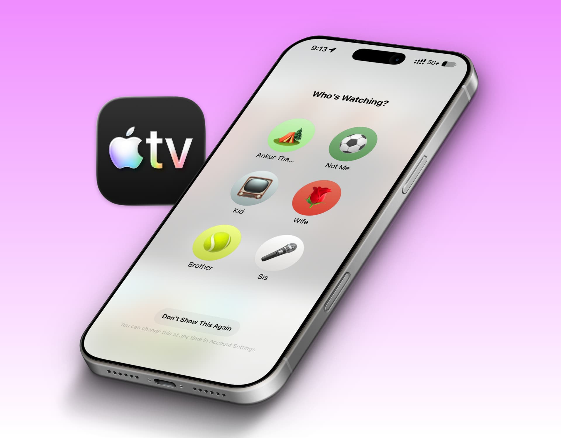 Apple TV who's watching screen on iPhone