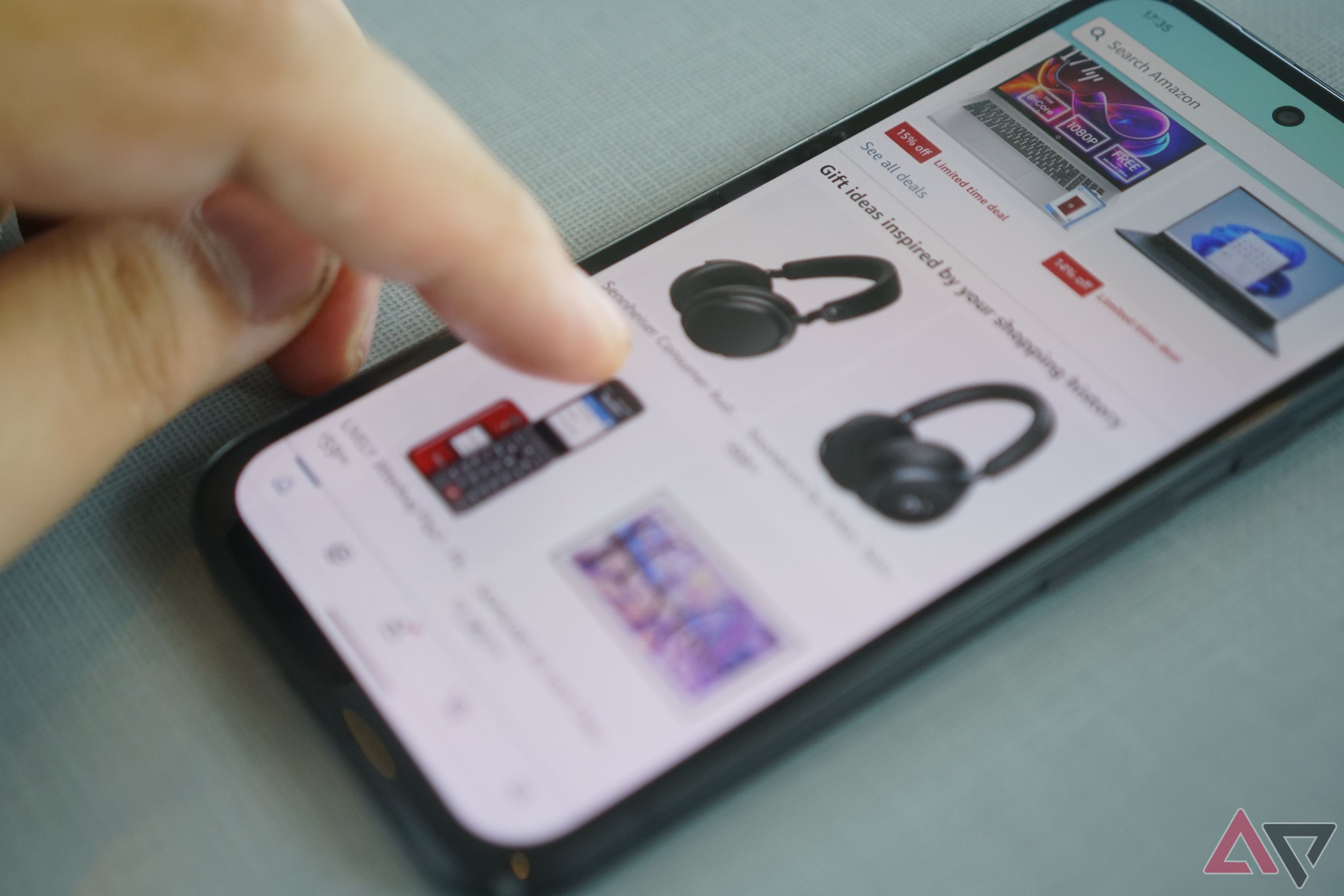 Products on sale in the Amazon app.