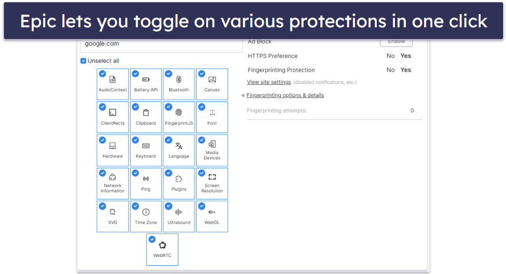 #10. Epic Privacy Browser — Best for Always-On Private Browsing