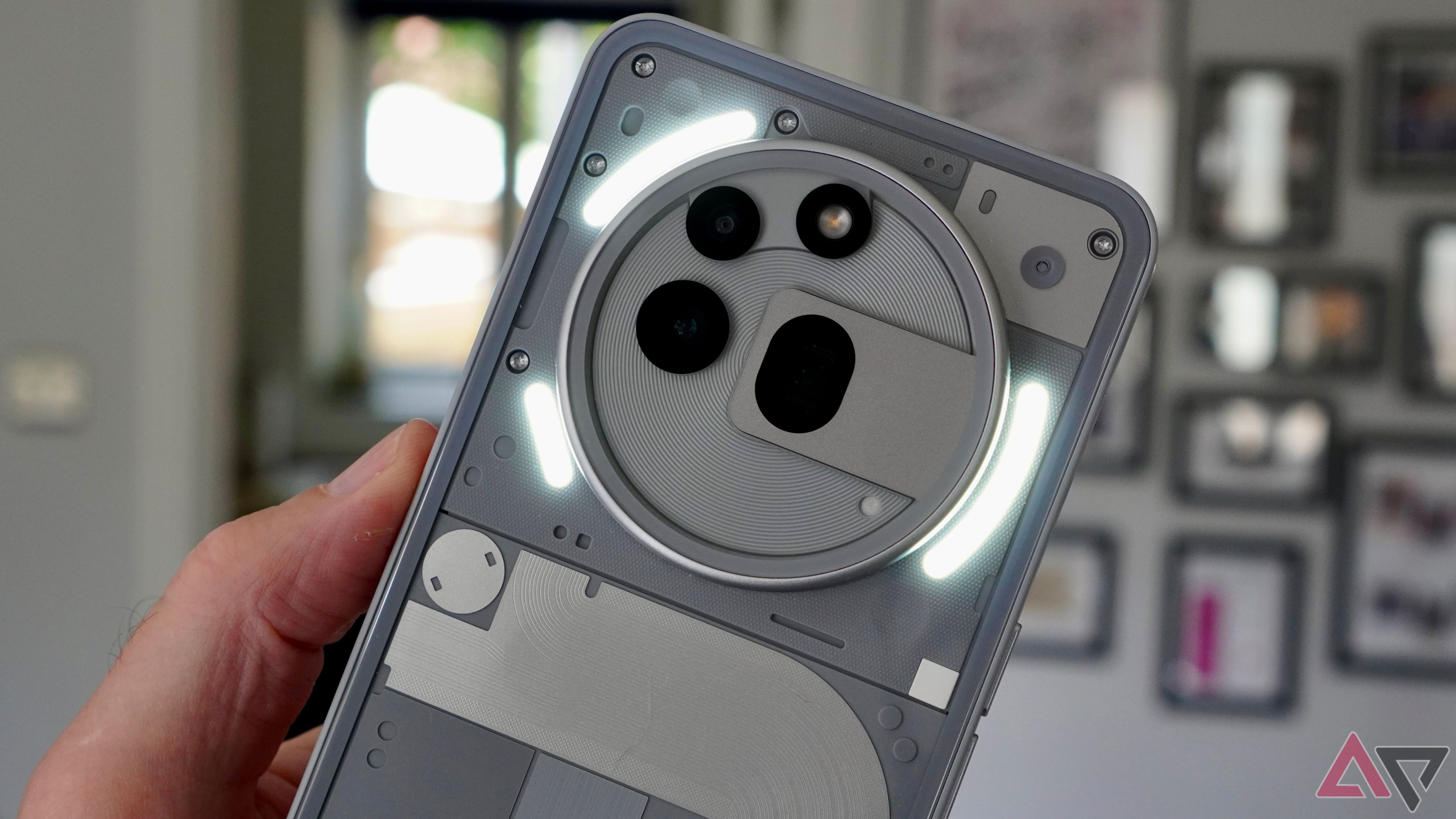 The Nothing Phone 3a with the Glyph Interface lights active