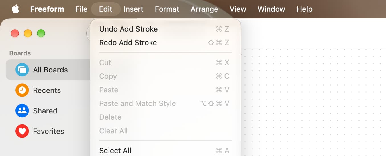 undo and redo in Freeform on macOS 27