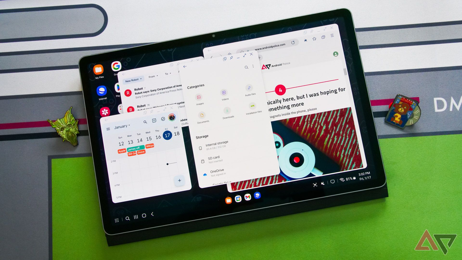 A Samsung Galaxy Tab S10 Plus using Dex to simulate a desktop PC