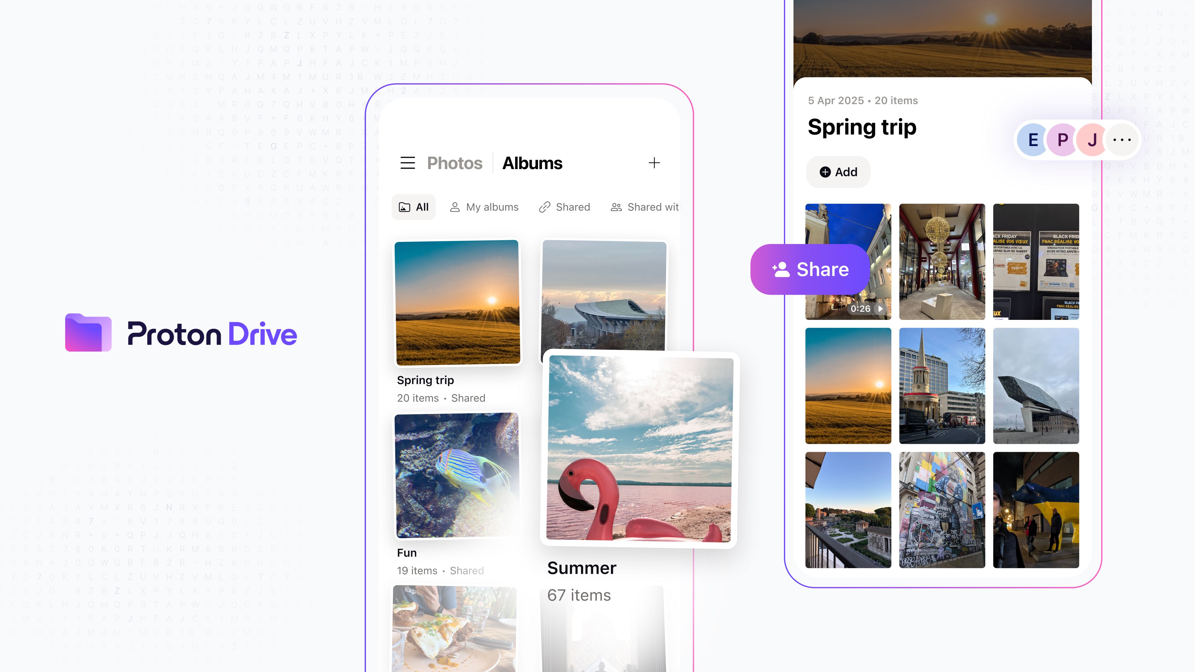 Image showing Albums in Proton Drive mobile