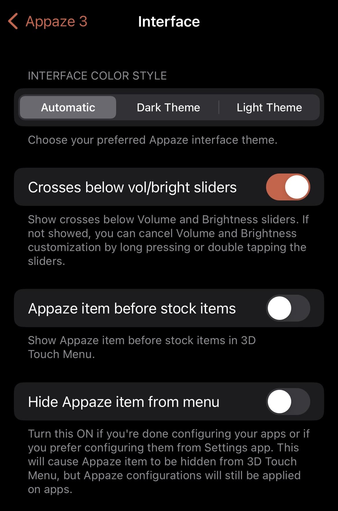 Appaze 3 Interface preference pane.
