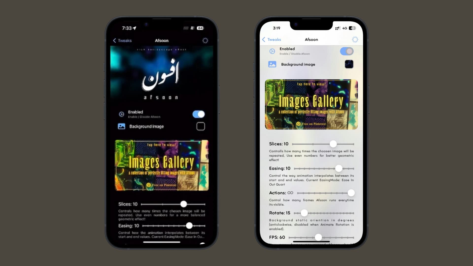 Afsoon preference pane.