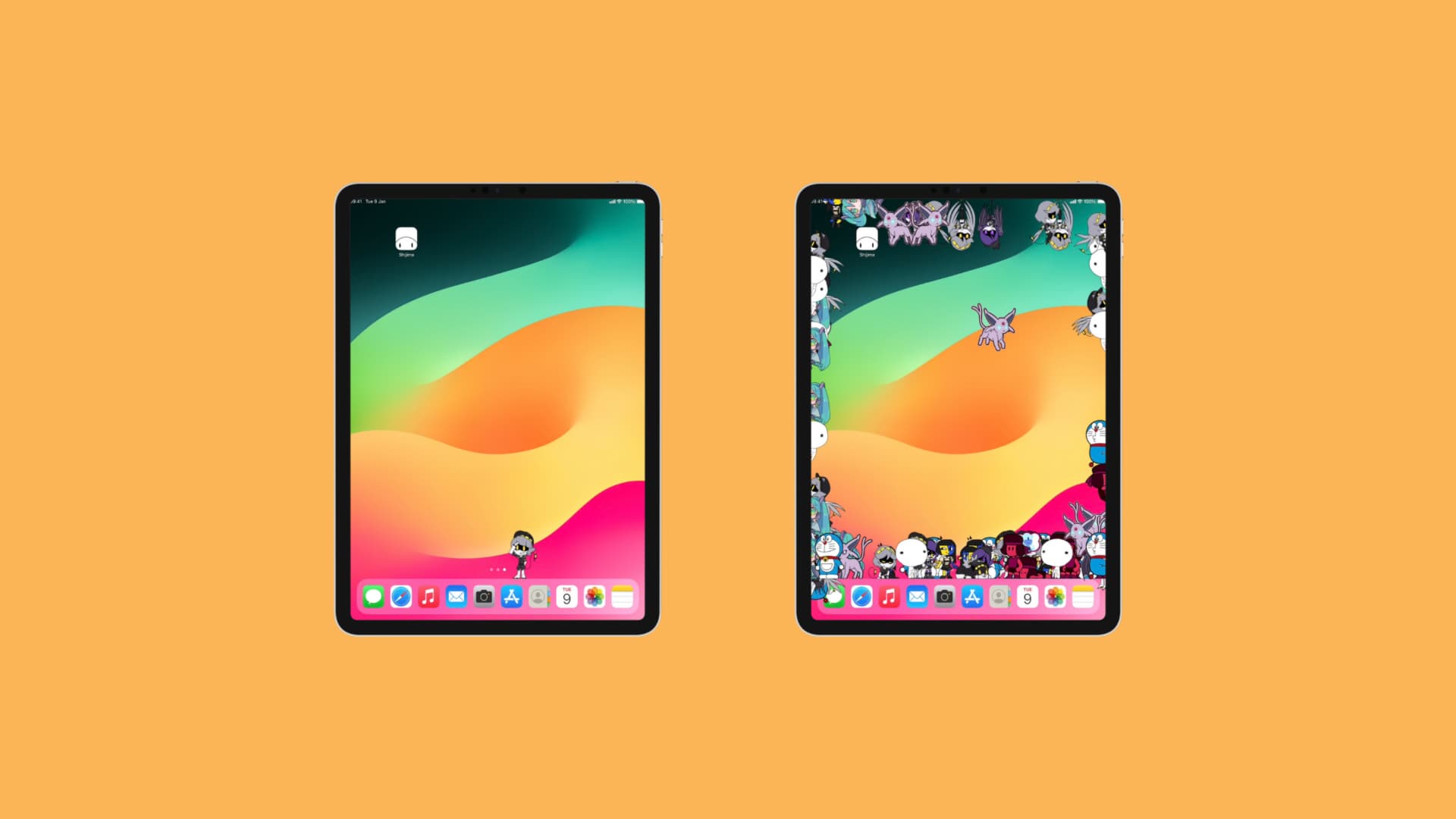Examples of Shijima working on the Home Screen.
