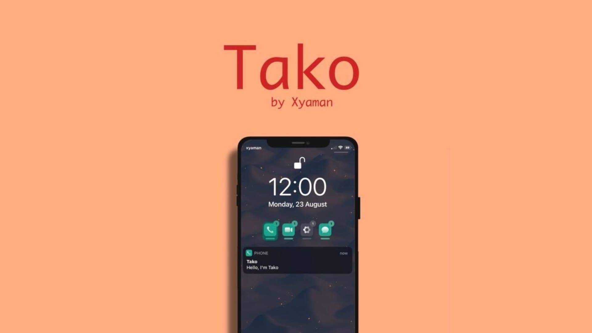 Tako Lock Screen notifications banner.