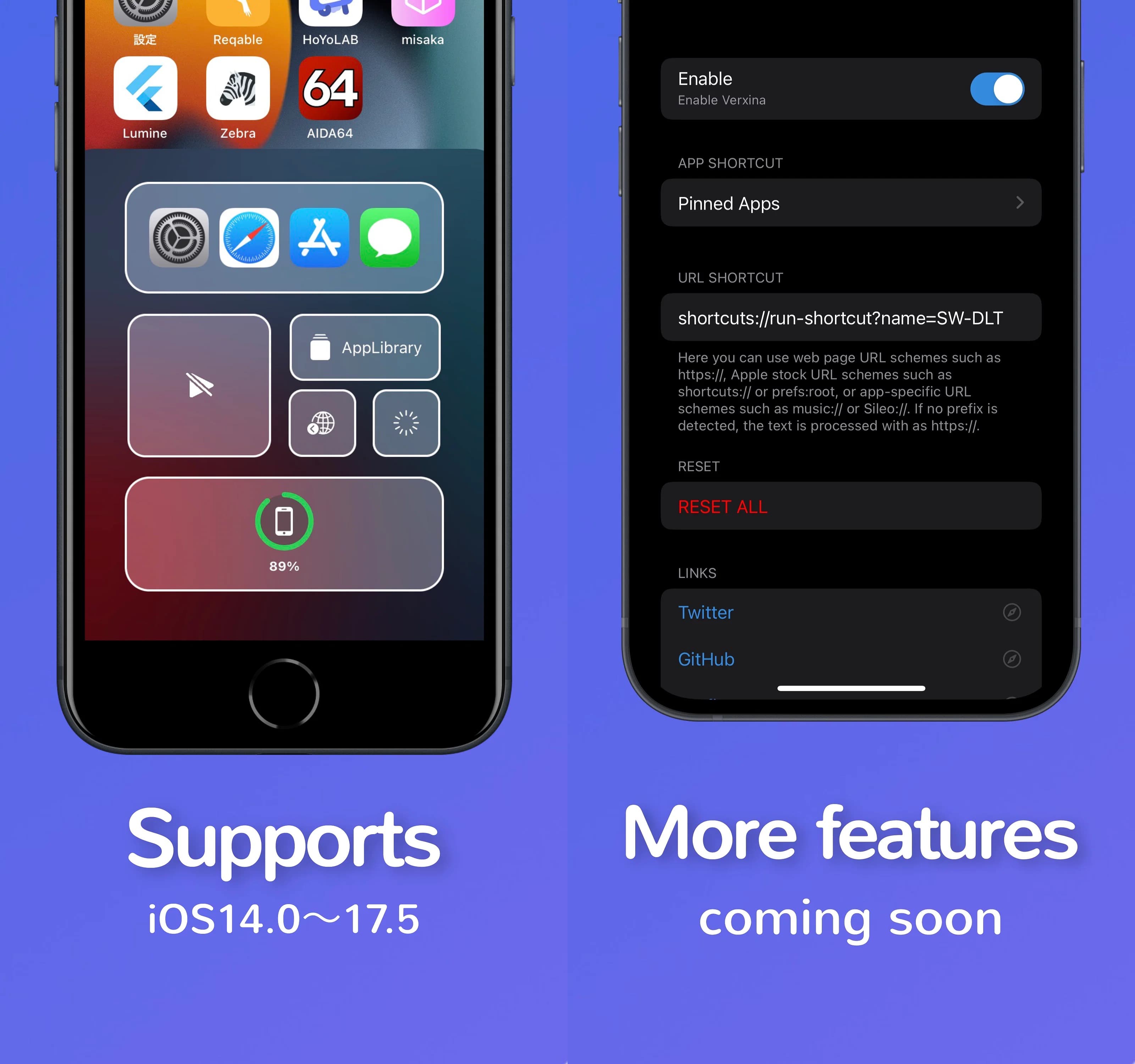 Verxina preference pane.