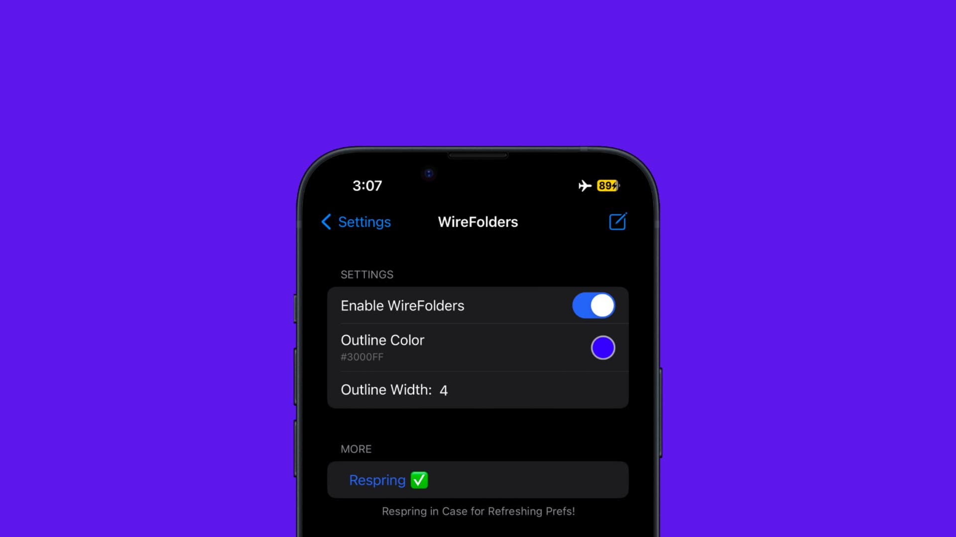 WireFolders preference pane.