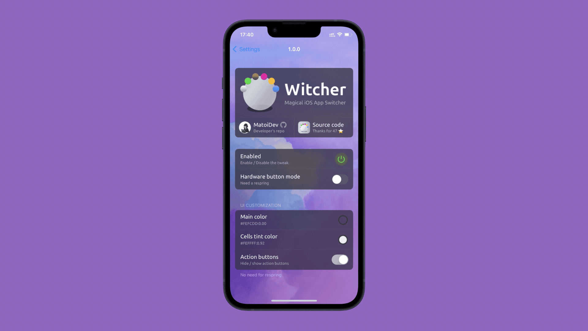 Witcher preference pane.