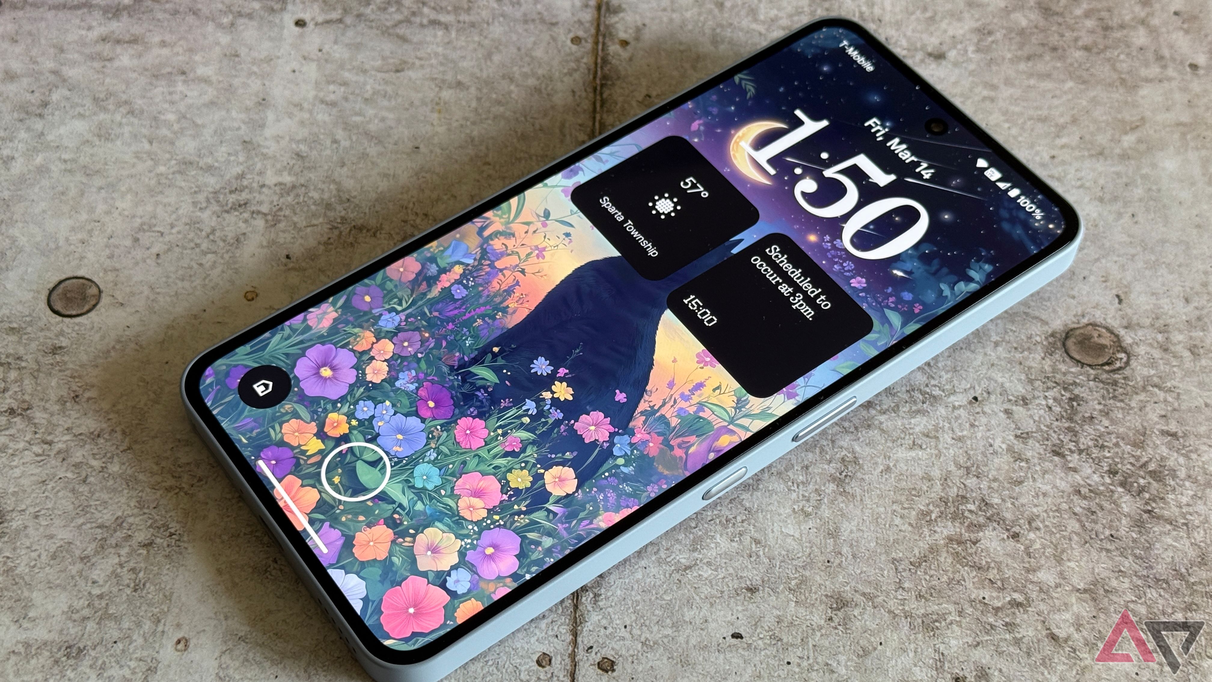 Lock screen displaying widgets on the Nothing Phone 3a Pro