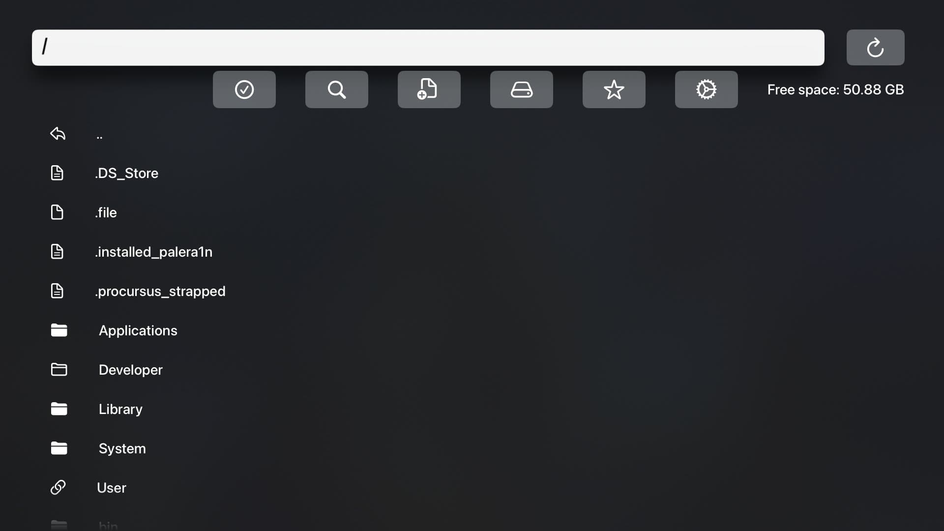 palera1n for Apple TV Spartan file browser.