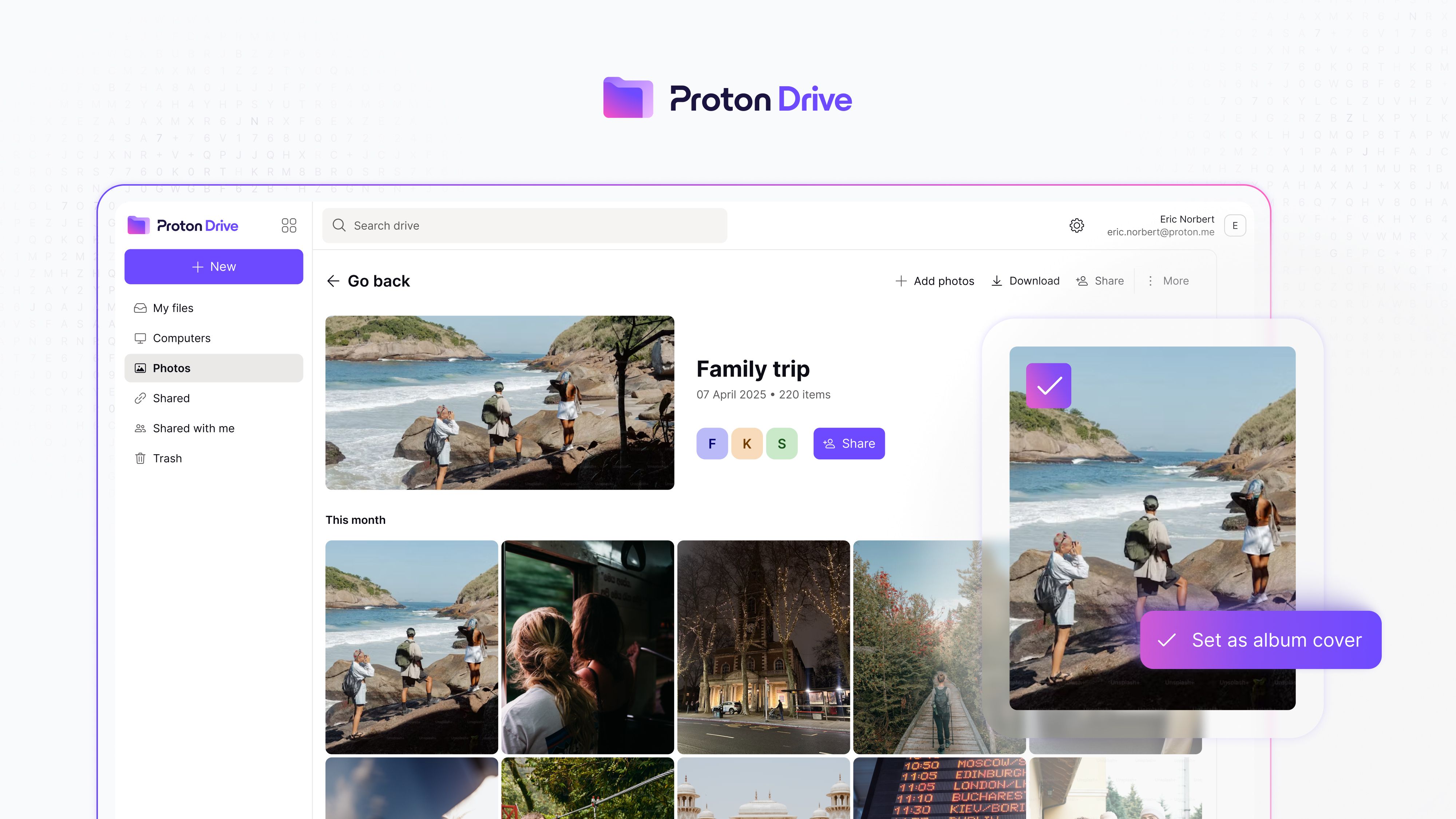 Image showing Albums in Proton Drive for desktop