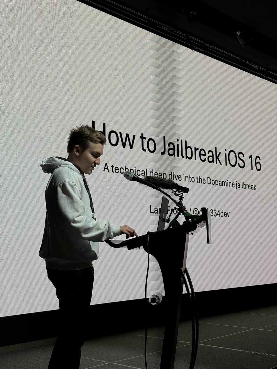 Opa334dev talks about Dopamine for iOS 16 at Zer0con 2024.