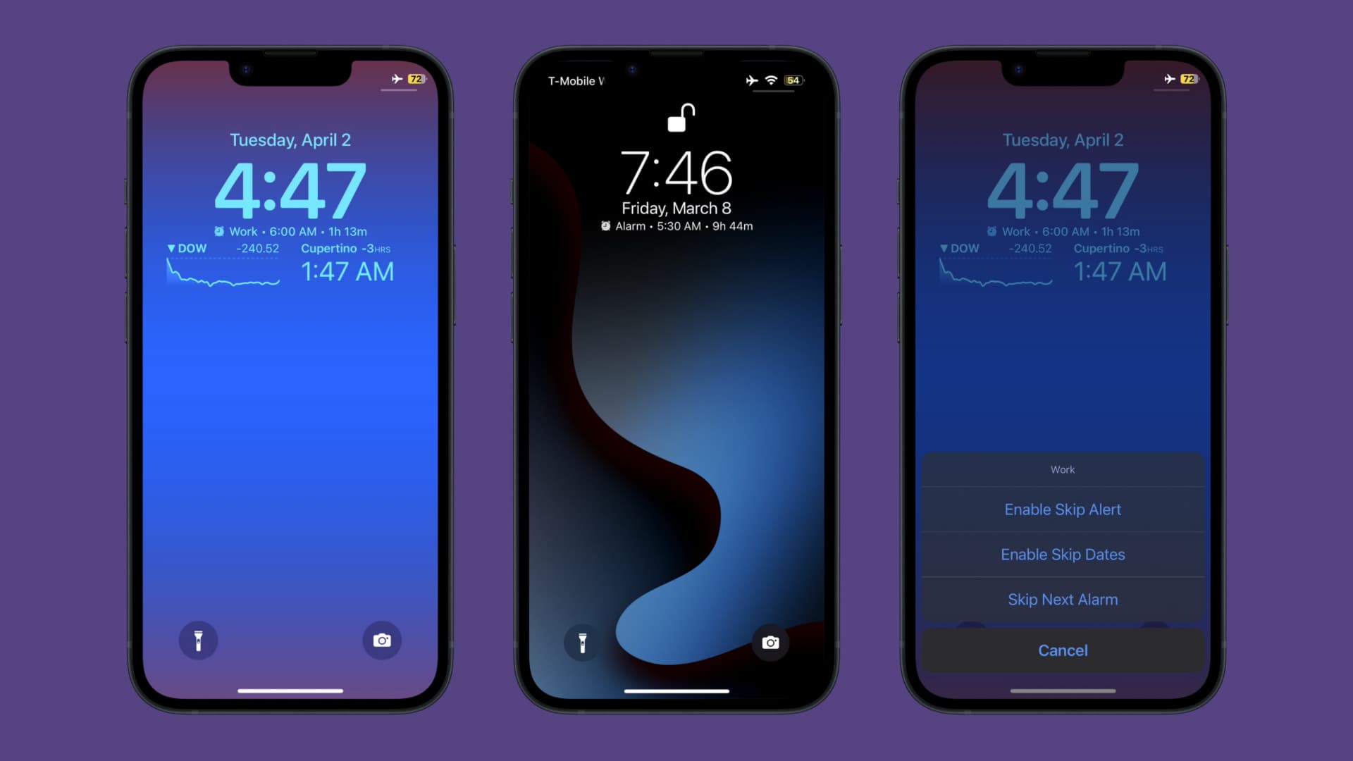 NextAlarmSX Lock Screen screenshot examples.