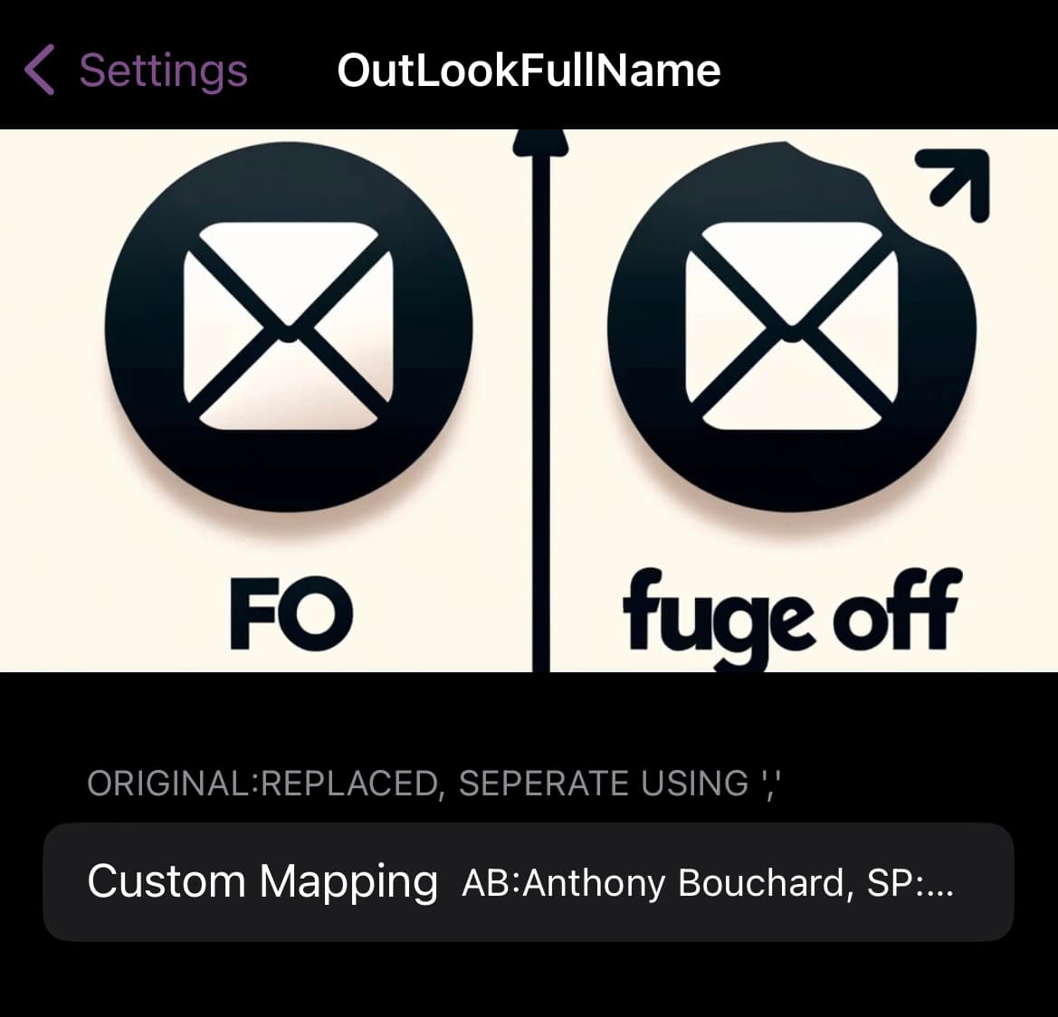 OutlookFullName preference pane.