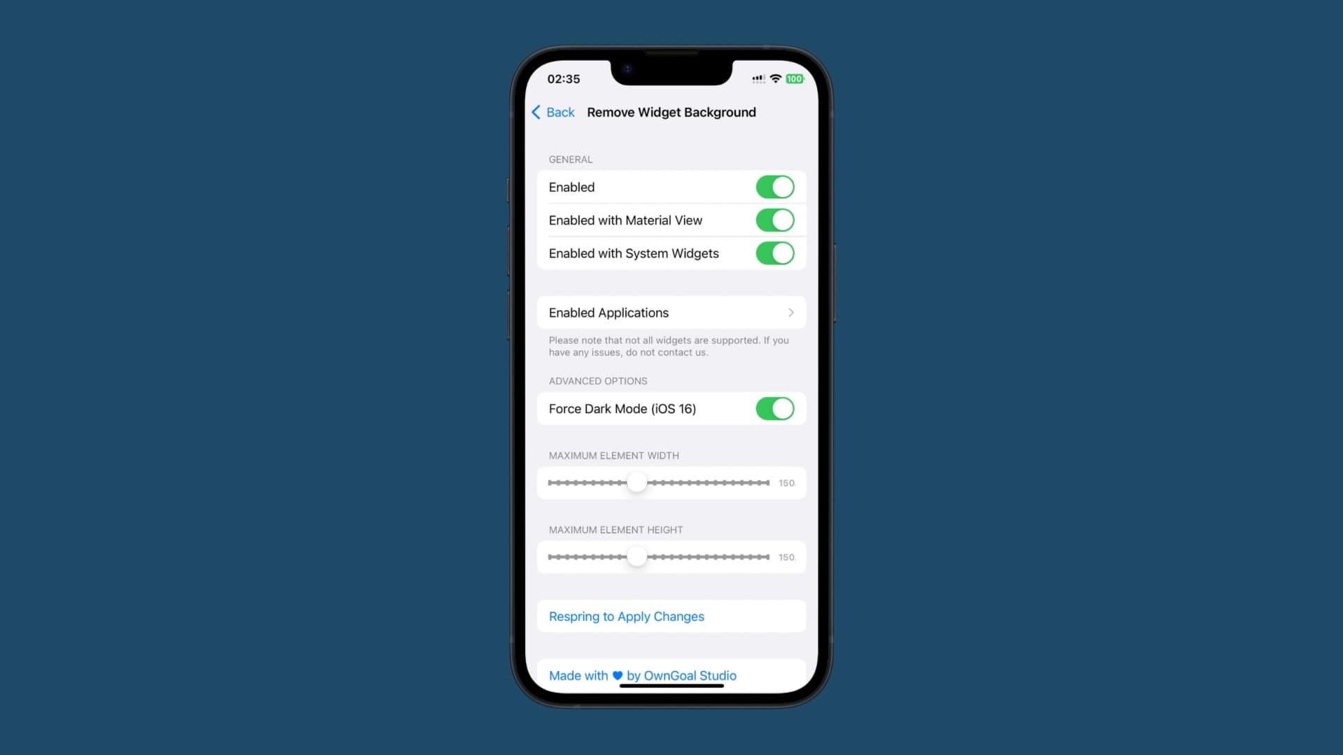 Remove Widget Background prefs.