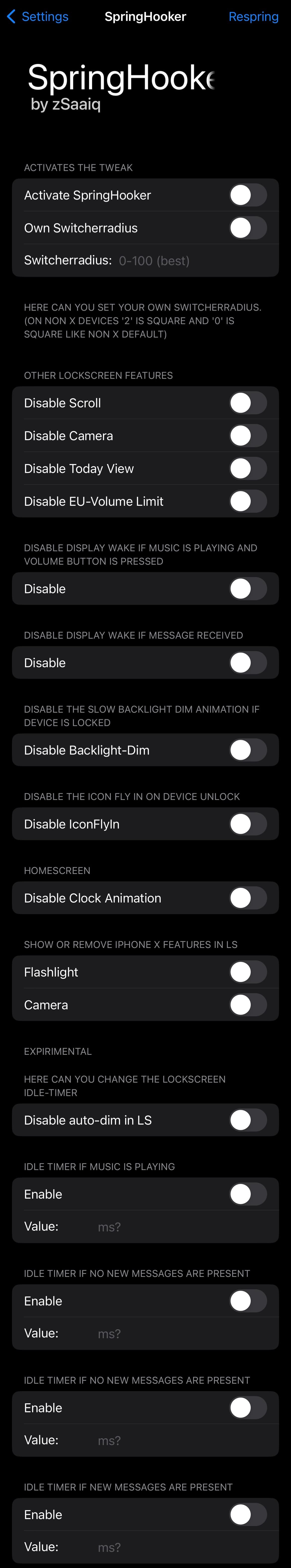 SpringHooker preference pane.