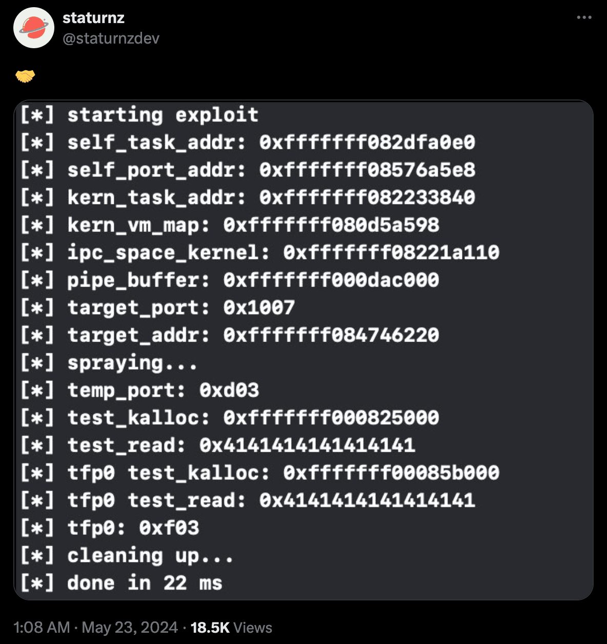 Staturz shows off speedy new iOS 12 and 13 exploit.