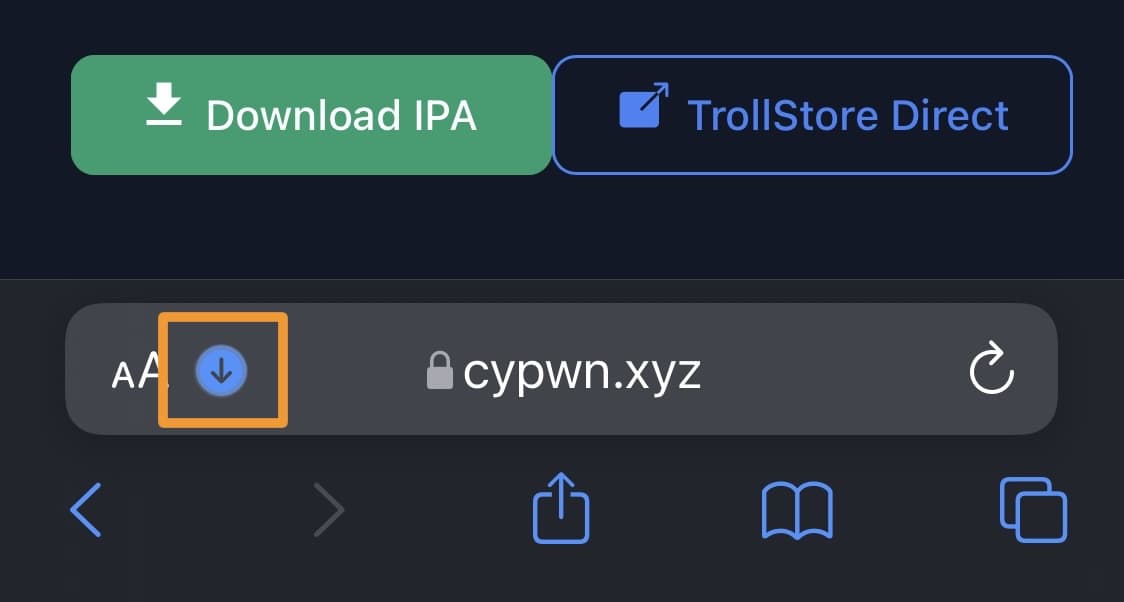 Downloads glyph in URL bar.