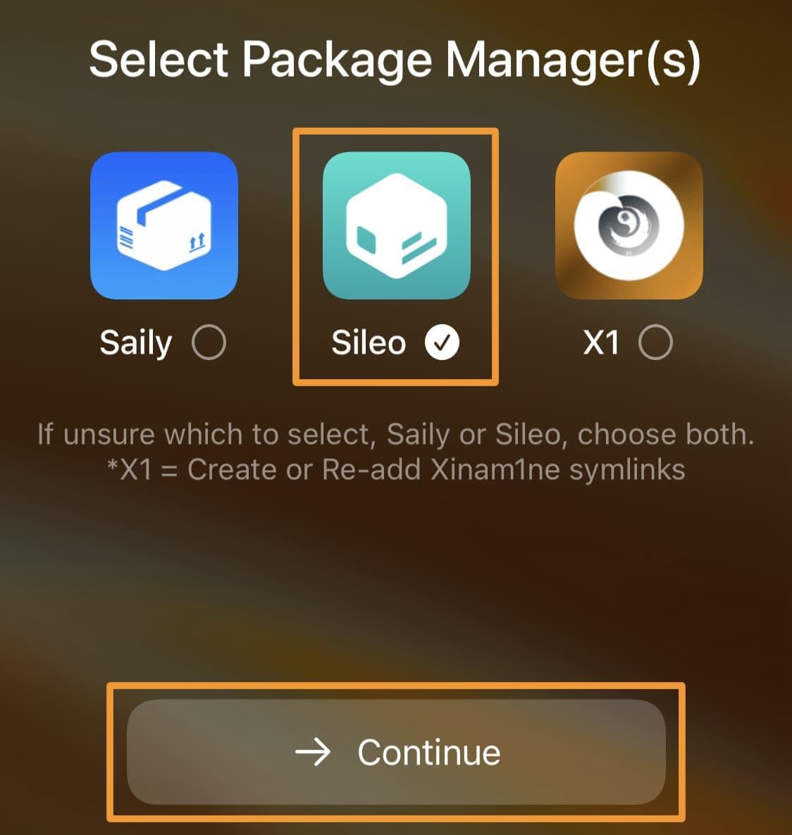 Select package manager app in Xinam1ne.