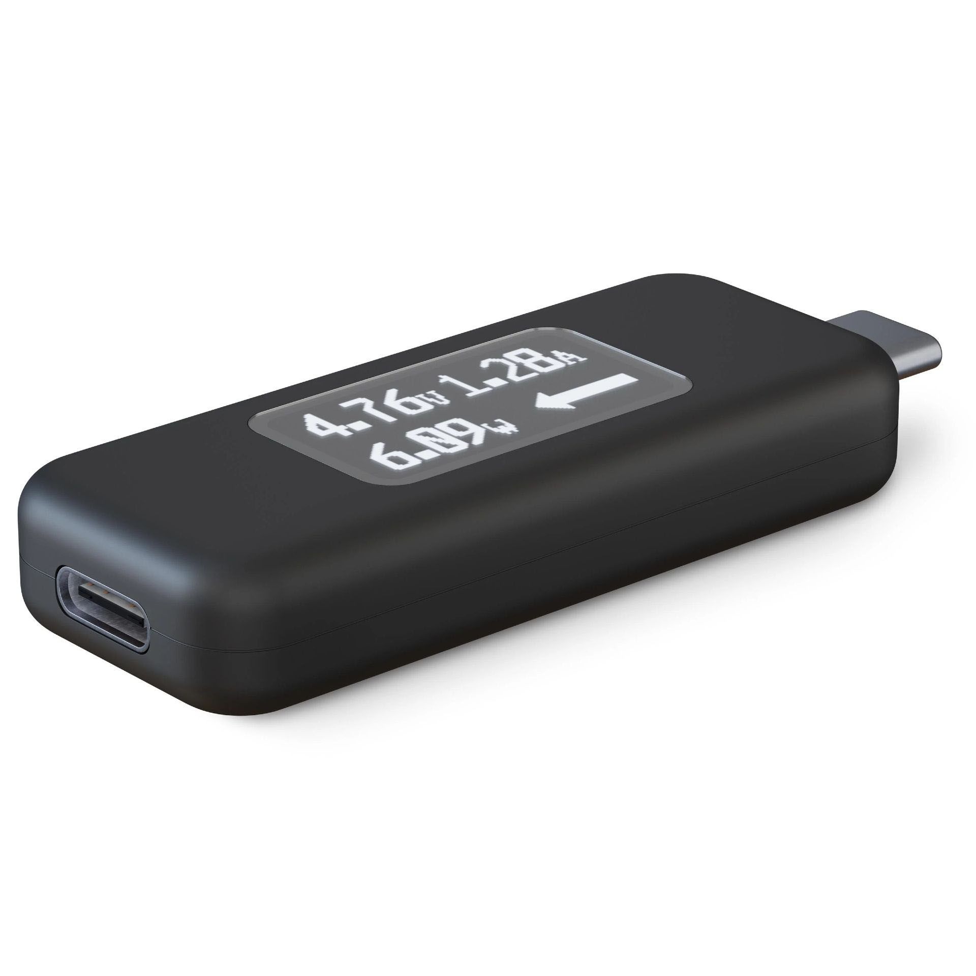 Plugable's USB-C voltage meter showing numbers.