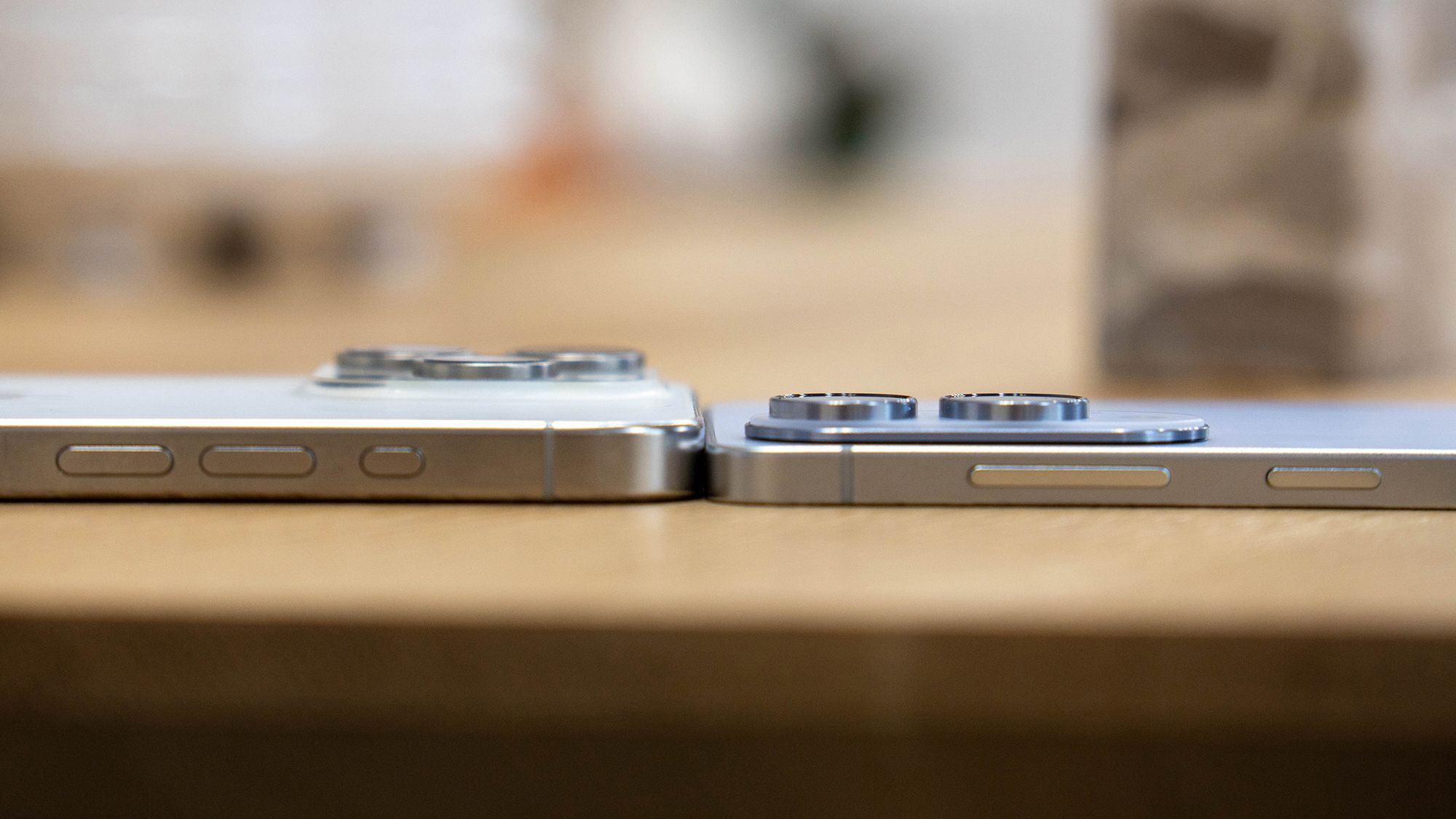 The S25 Edge next to the iPhone 16 Pro Max.