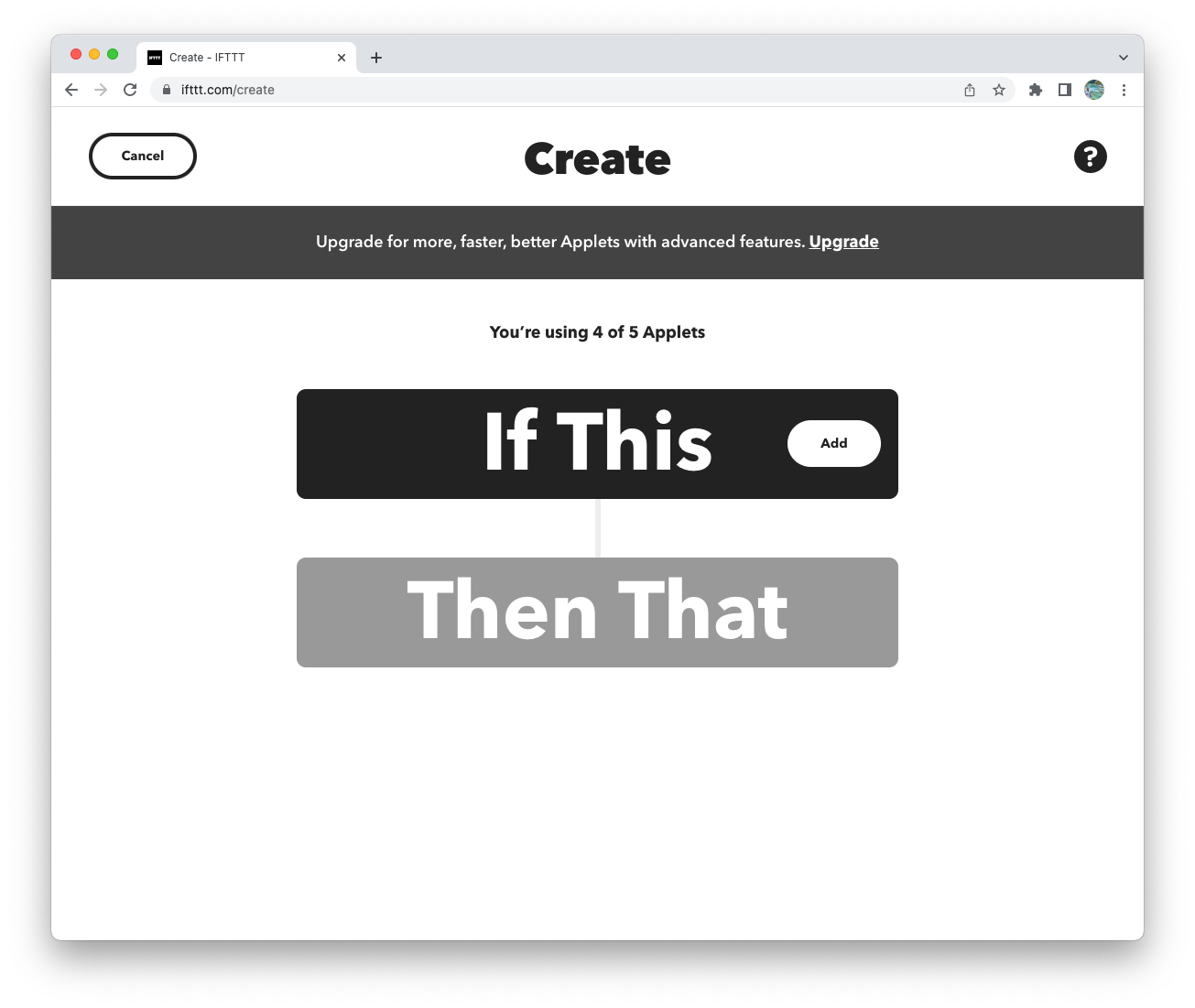 A screenshot of the IFTTT applet configuration page